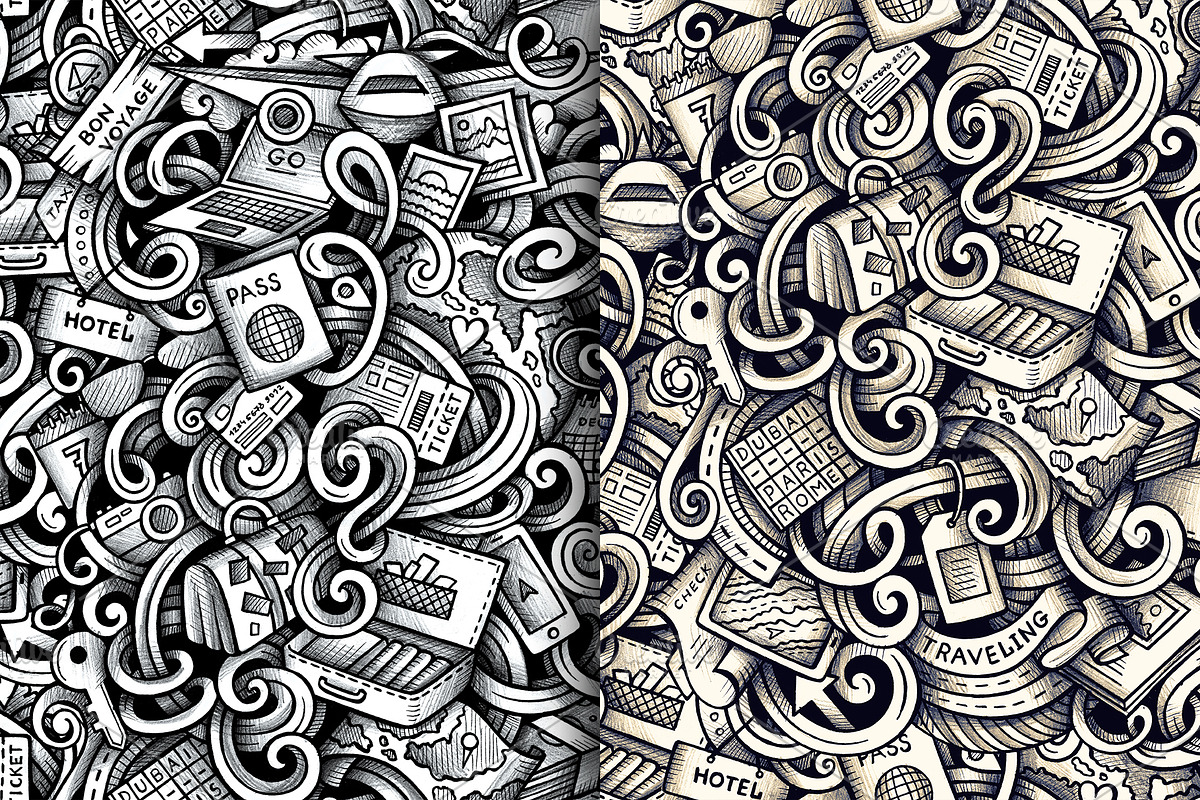 Travel Graphics Doodles Patterns, a Decorative Illustration by BALABOLKA (Photo 3 of 6)