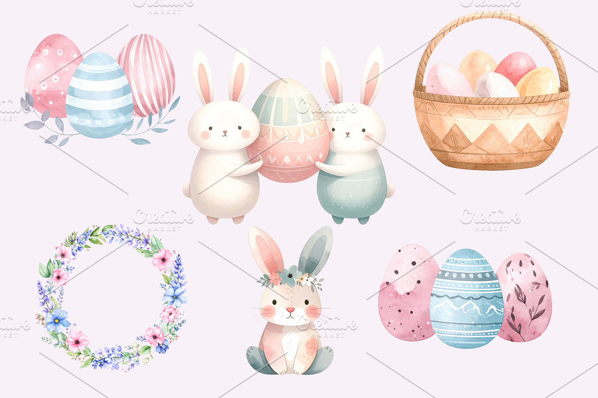 Easter Watercolor Clipart Collection, an Illustration by Print Haven (Photo 6 of 6)