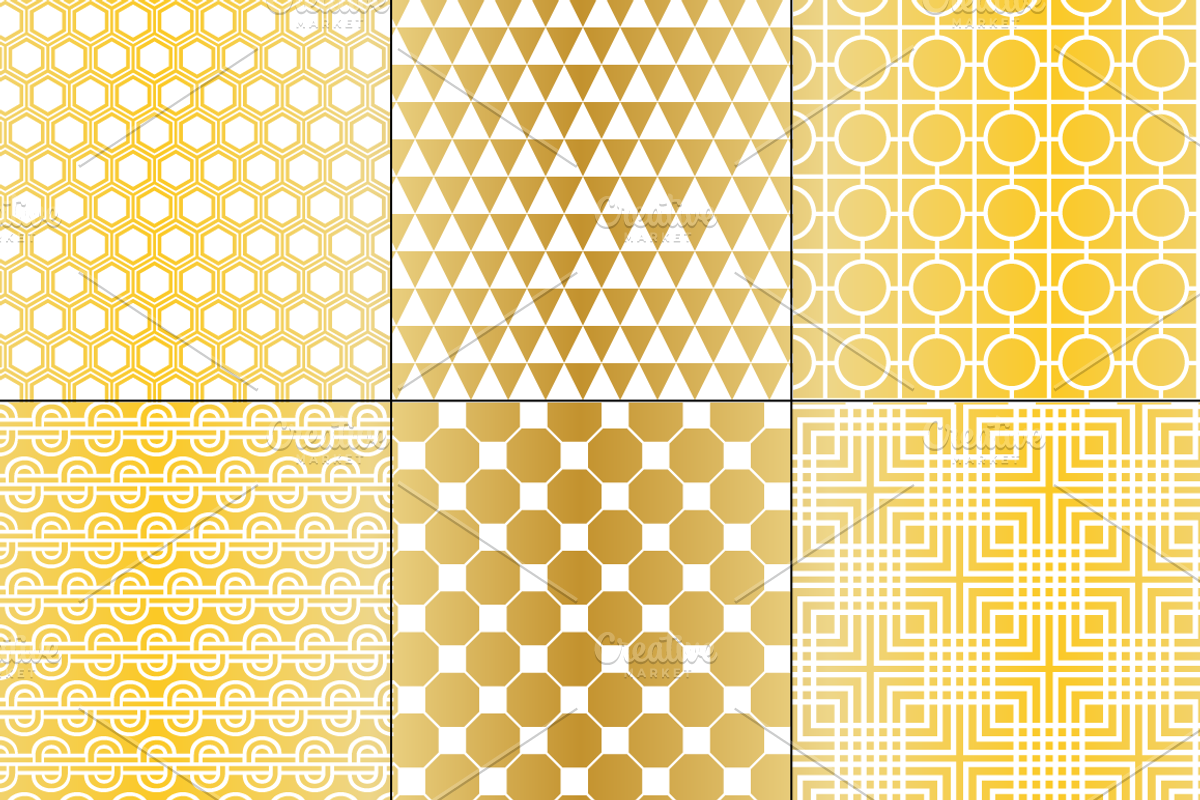 Mod Gold Seamless Patterns preview 3