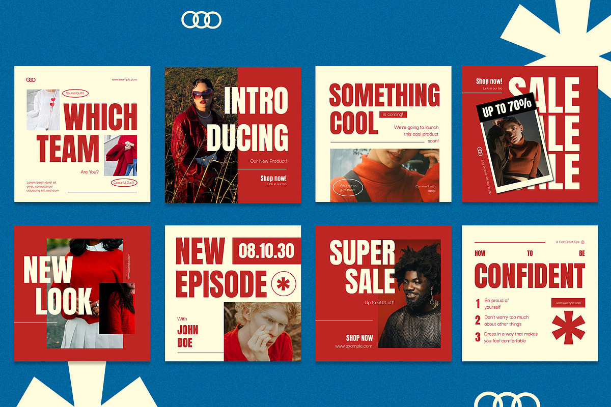 Red Bold Clean Fashion Instagram Set, a Social Media Template by Aiyari Graphic (Photo 2 of 5)