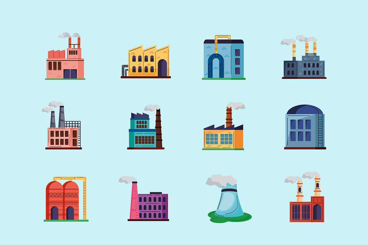 Industrial Buildings Set, a Templates & Theme by studiogstock (Photo 1 of 3)