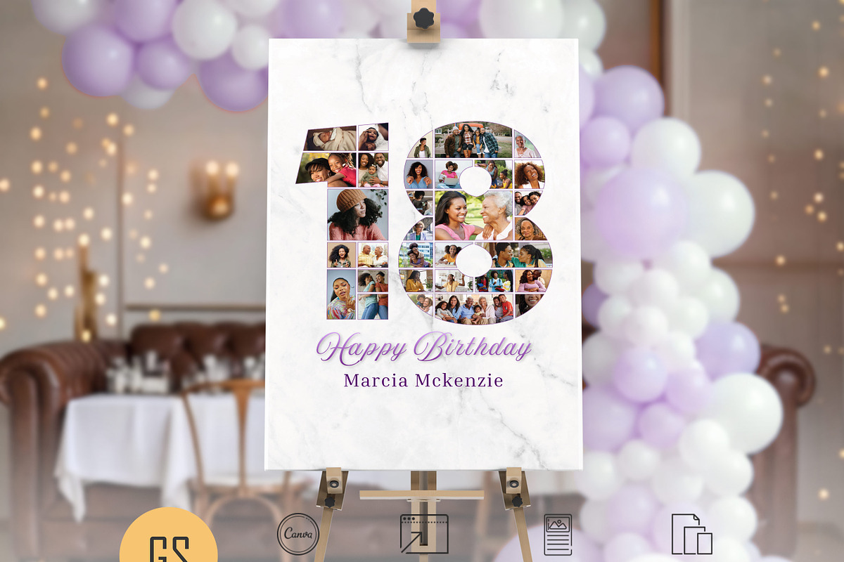 18th Birthday Photo Collage Poster, a Poster Template by Godserv Designs (Photo 2 of 14)