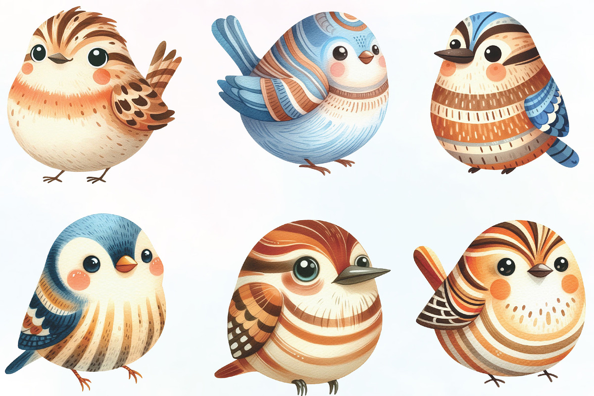 Quirky Whimsical Birds Clipart, an Illustration by CraftArtStudio (Photo 2 of 6)