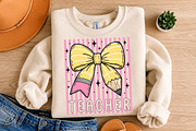 Teacher Pencil Coquette Bow Design, a Seasonal Illustration by Libby Wishes (Thumbnail 3 of 3)