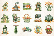 Green Autumn Cottage Clipart, an Illustration by Rose Art (Thumbnail 2 of 4)