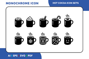 Hot Cocoa Solid Icon Set, a Solid Icon by Fontmine Studio
