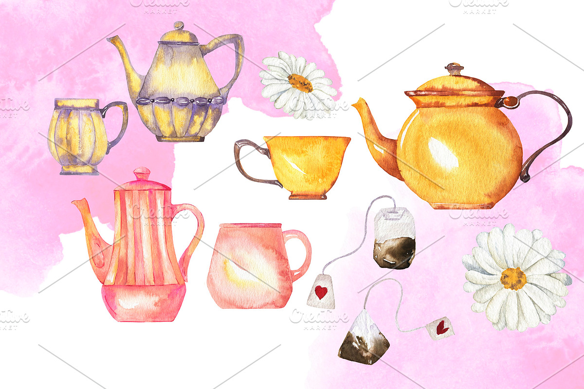 Tea time watercolor set, a Food Illustration by Watercolor & sketches (Photo 2 of 4)