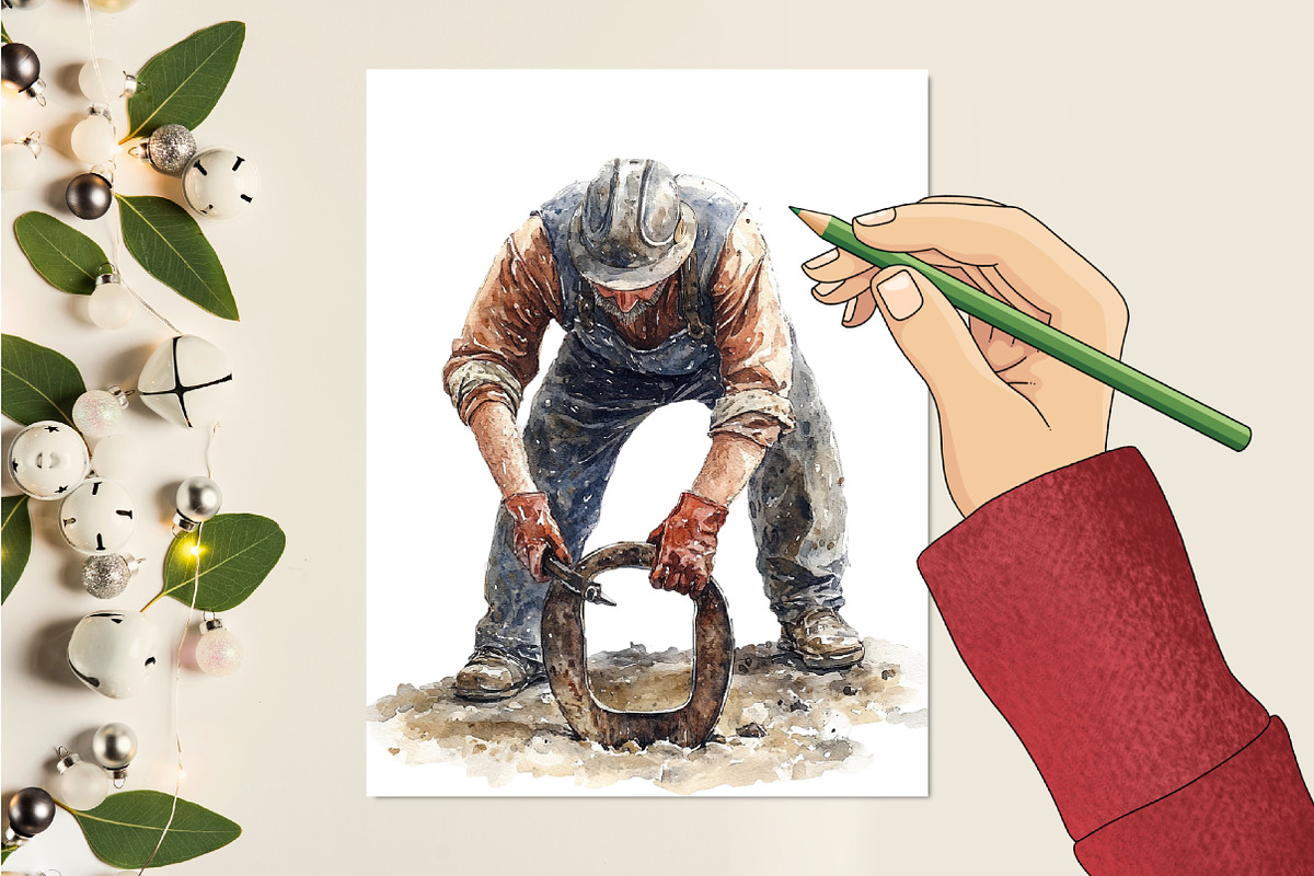 Blacksmith Watercolor Cliparts, an Illustration by RobertsArt (Photo 4 of 7)