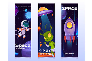 Space Exploring Cartoon Vertical