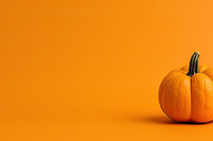 Seasonal background Wallpaper with copy-space. Pumpkin on Orange, a Holiday Photo by José Manuel Gelpi