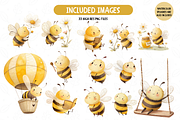 Cute Little Bees Watercolor Clipart, an Illustration by TatiMockup (Thumbnail 2 of 5)