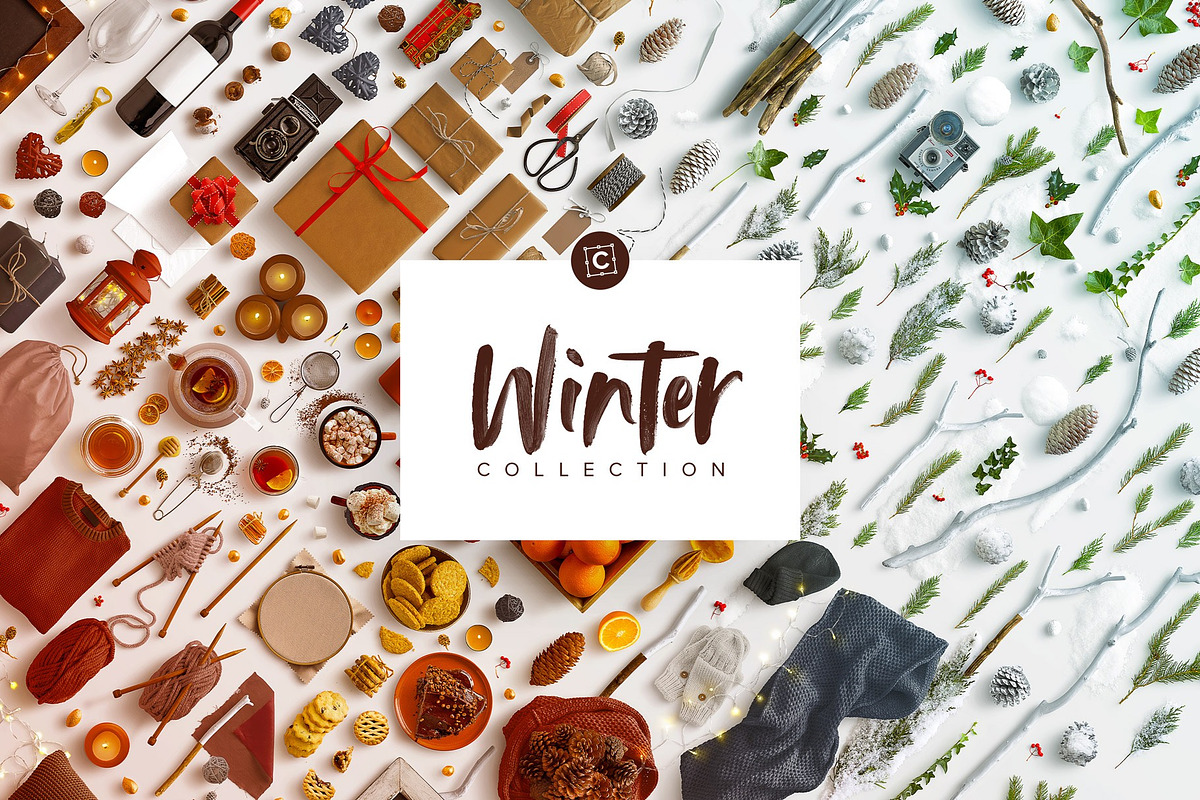 Winter Scene Creator Bundle, a Books & Magazine Mockup by Custom Scene (Photo 1 of 32)