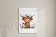 30 Floral Highland Cow Clipart, an Animal Illustration by Pati Charm Studio (Thumbnail 8 of 8)