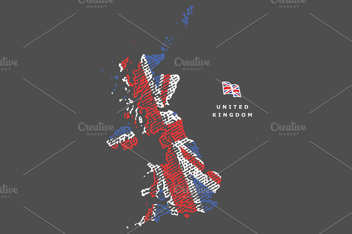 Colored map of the United Kingdom, an Illustration by Irina Trusova (Photo 5 of 5)