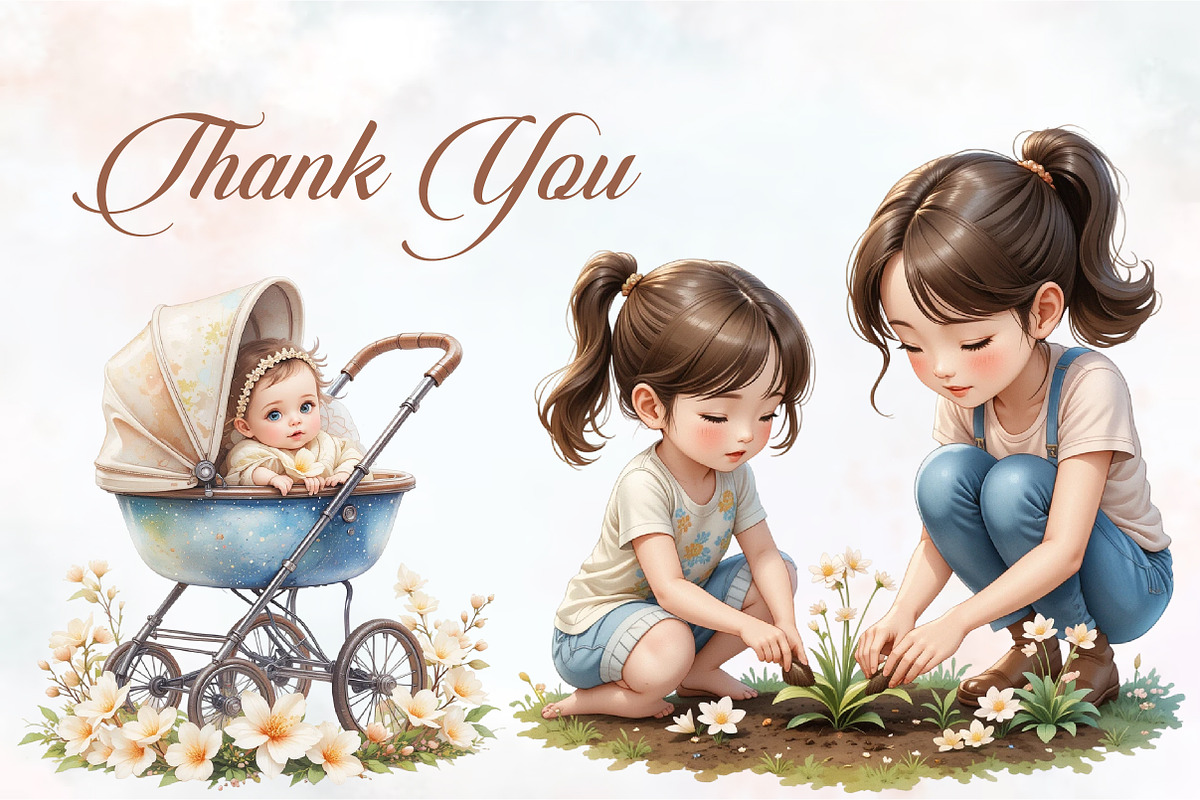 Ivory Spring Family Watercolor Png, an Illustration by RobertsArt (Photo 5 of 8)