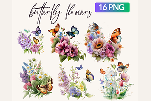 Flowers Butterfly PNG Sublimation