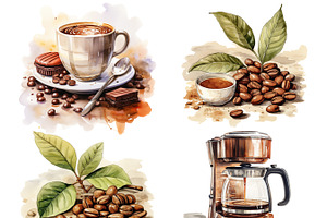 Coffee Shop Elements Clipart Bundle