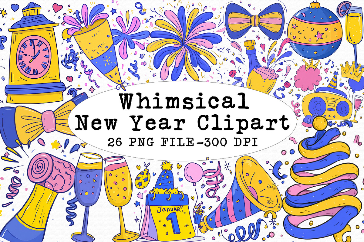 New Year Clipart Bundle, an Illustration by Libby Wishes (Photo 1 of 8)