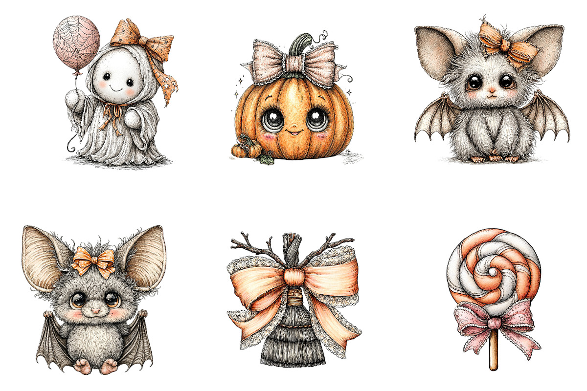 Cute Halloween Clipart, a Seasonal Illustration by CreationArt (Photo 3 of 5)