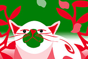 Christmas Cat in the Garden, an Animal Illustration by Sharon Schwalbe (Thumbnail 2 of 2)