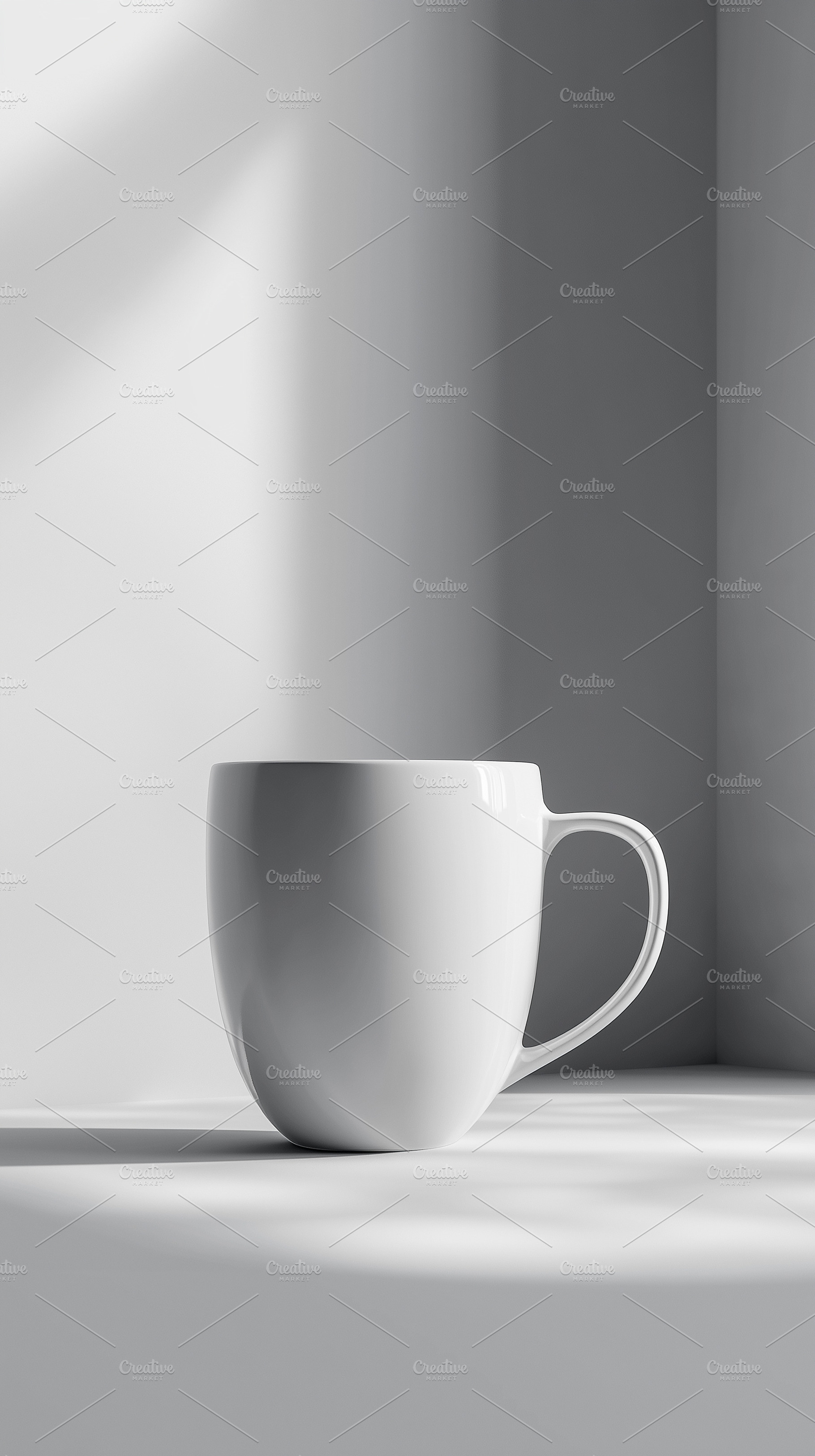 White glossy ceramic cup mockup, a Food & Drink Photo by MistyDay
