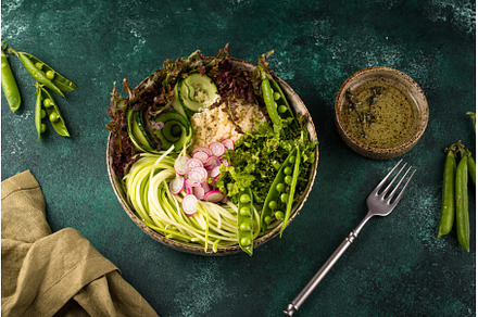 Vegan healthy green buddha bowl, a Food & Drink Photo by Yulia Furman