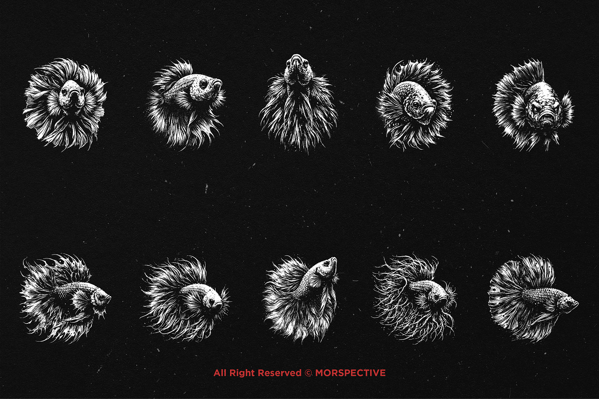 10 Bundle Dark Art Betta Fish, an Illustration by Morspective (Photo 6 of 7)