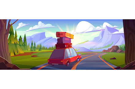 Car with baggage driving towards, a Sport Illustration by art PVP - market