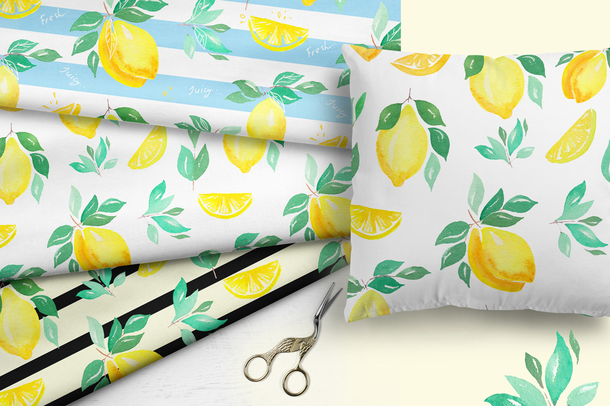 Watercolor lemons set, a Pattern Graphic by Jermolina Mockups (Photo 4 of 7)