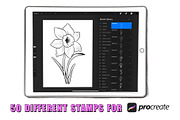 50 Daffodil Flowers Procreate Stamps, a Brush Add-On by Procreate Sale (Thumbnail 2 of 6)
