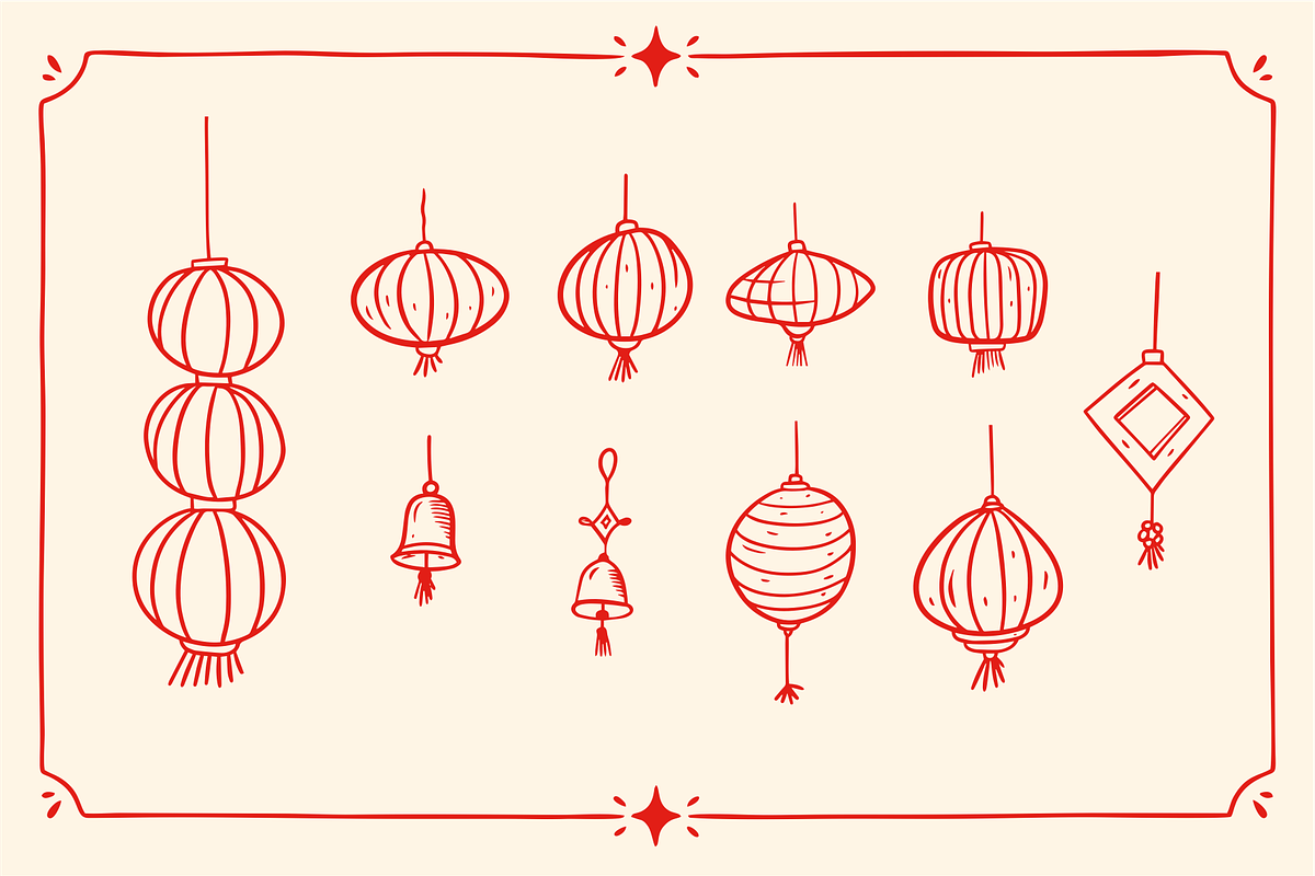 Chinese New Year Doodle Set, a Seasonal Illustration by Oktyabr (Photo 2 of 6)