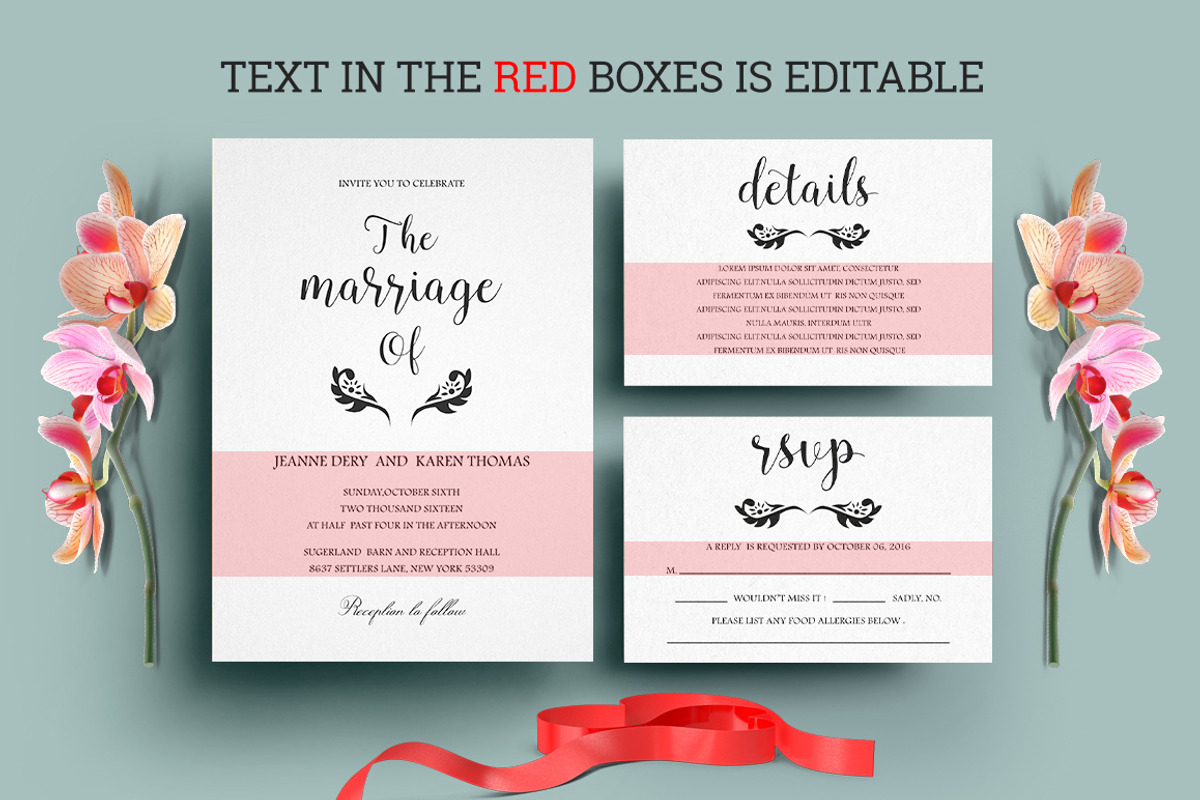 Wedding Invitation Set, an Invitation Template by TemplateCrafts (Photo 3 of 4)