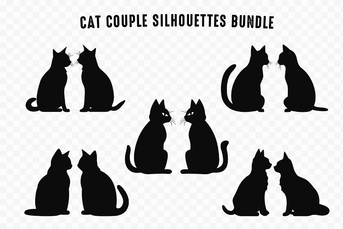 Couple Cat Silhouette SVG Vector Set, an Animal Illustration by Gfx Expert Team (Photo 2 of 3)