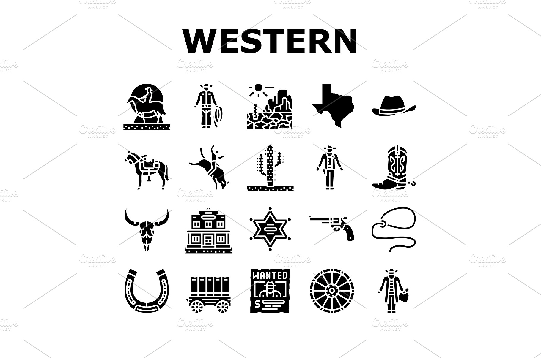 Western Cowboy And Sheriff Man Icons, an Industrial Photo by pikepicture