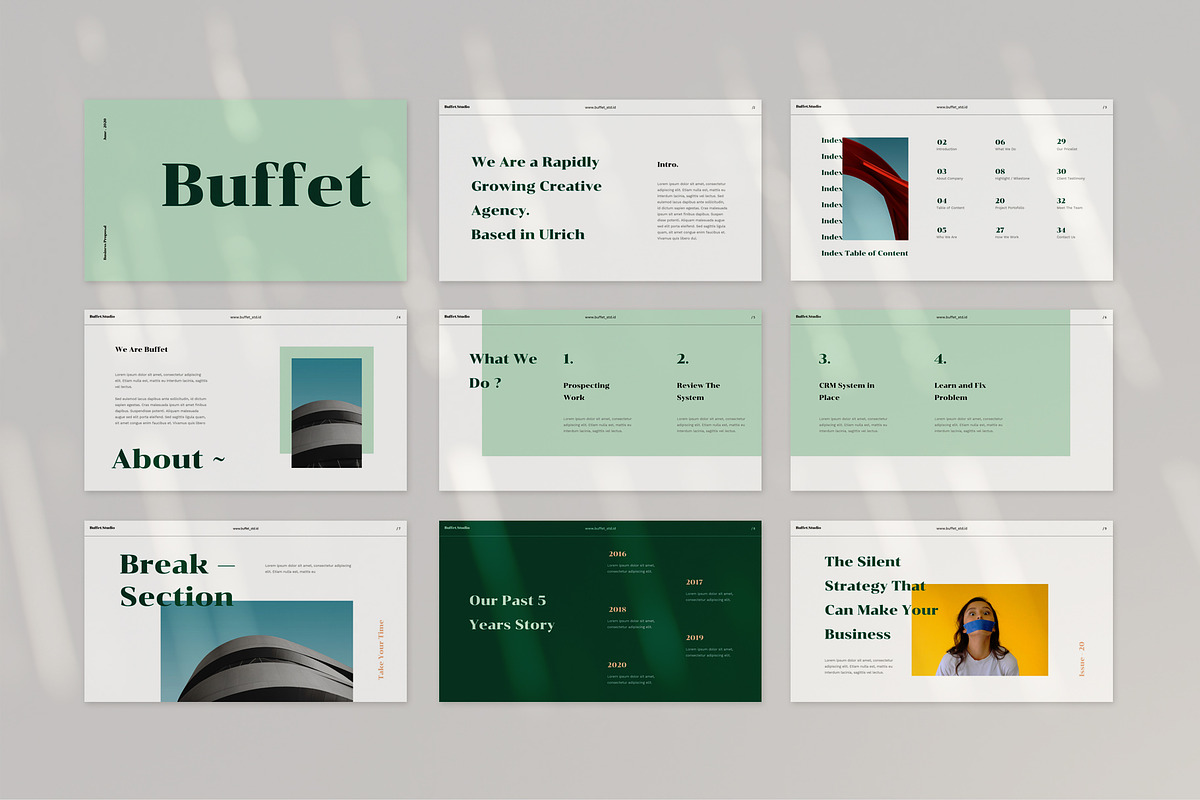 Buffet Powerpoint, a Presentation Template by Visuel Colonie®