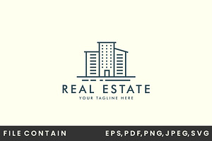 real estate logo line art vector