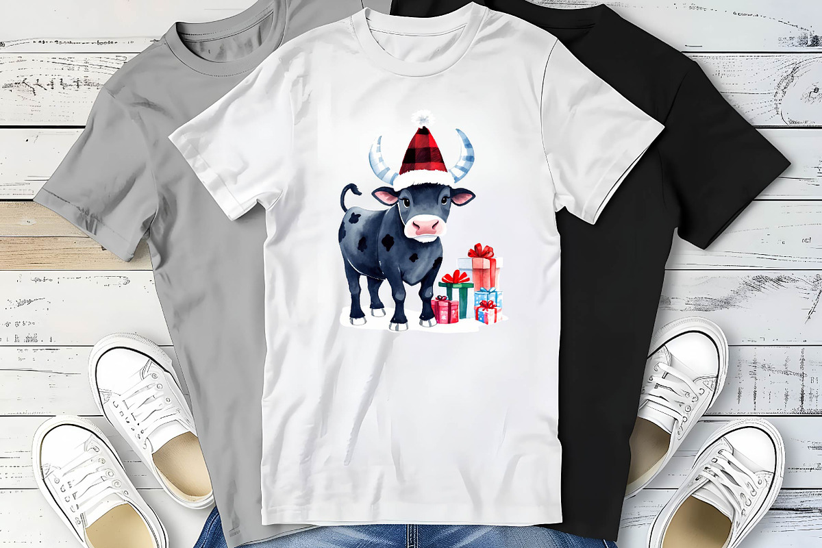 Christmas Plaid Cow Clipart-2, an Illustration by Wow Magic (Photo 4 of 4)