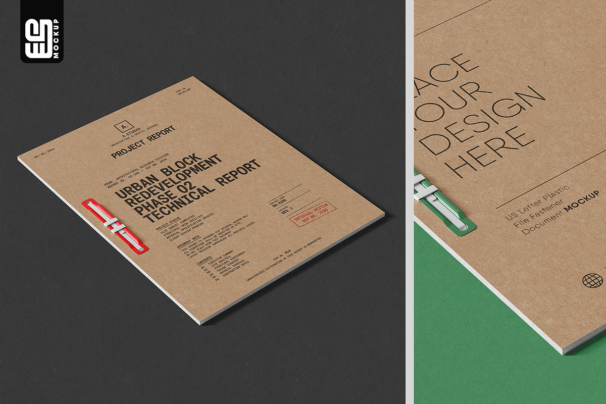 Plastic File Fastener Report Mockup, a Books & Magazine Mockup by SD Mockup (Photo 2 of 4)