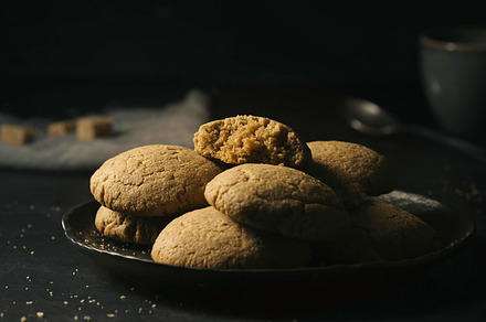 Whole grain almond cookies on a plat