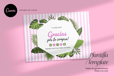 Plantilla  thank you card tropical, a Card Template by Jelinsgallery Shop