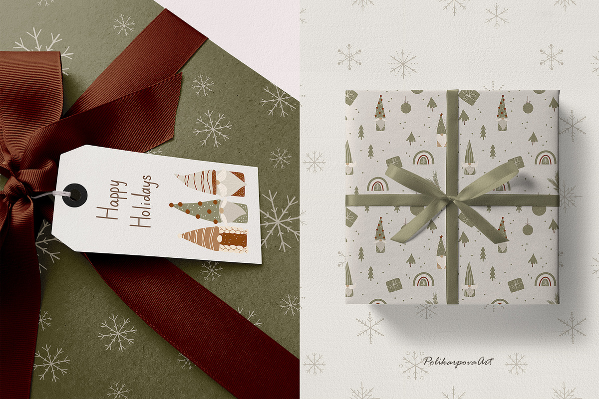 Merry Christmas Nordic Gnome clipart, an Illustration by polikarpovaart (Photo 5 of 10)