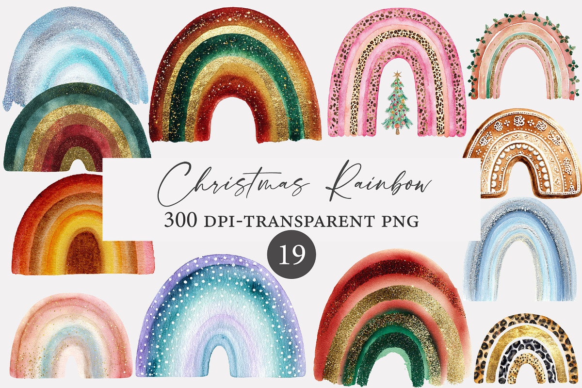 Christmas Rainbow Brushstrokes Clipa, an Illustration by Designworld (Photo 1 of 5)