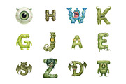 Watercolor Monster Alphabet PNG, an Illustration by SinaCreation (Thumbnail 3 of 7)