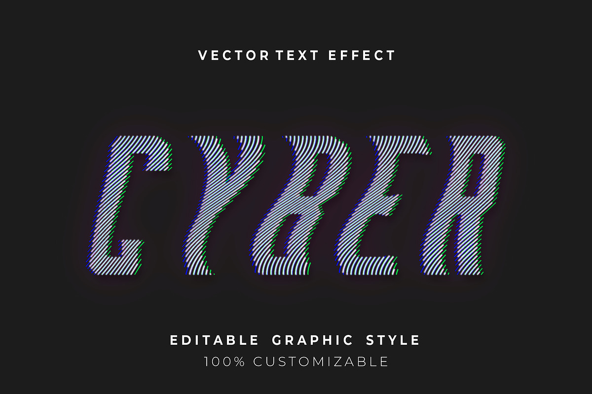 Glitch Stripes Wavy Text Effect