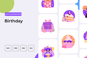 Birthday Illustration, an Outline Icon by Wencory
