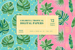 Colorful Tropical Digital Papers