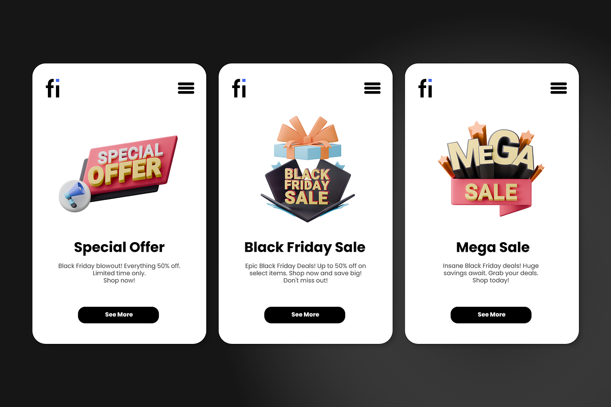Black Friday Icon Set, an Object 3D Model by Flat Icons (Photo 6 of 8)