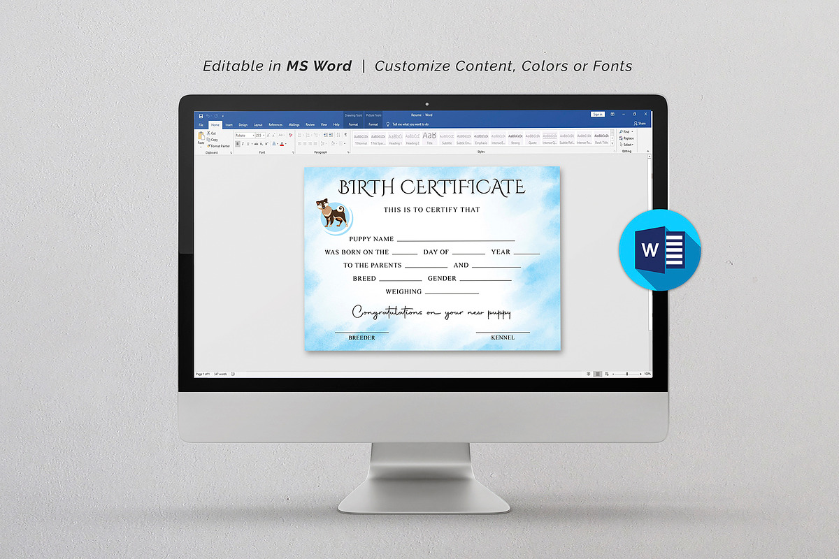 Puppy Birth Certificate, a Stationery Template by DesignDevisers (Photo 9 of 10)