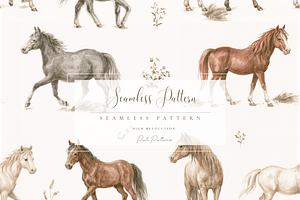 Seamless Horses Pattern PNG