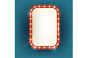 Wall retro board with lights. Vector, an Object Illustration by Elegant Solution